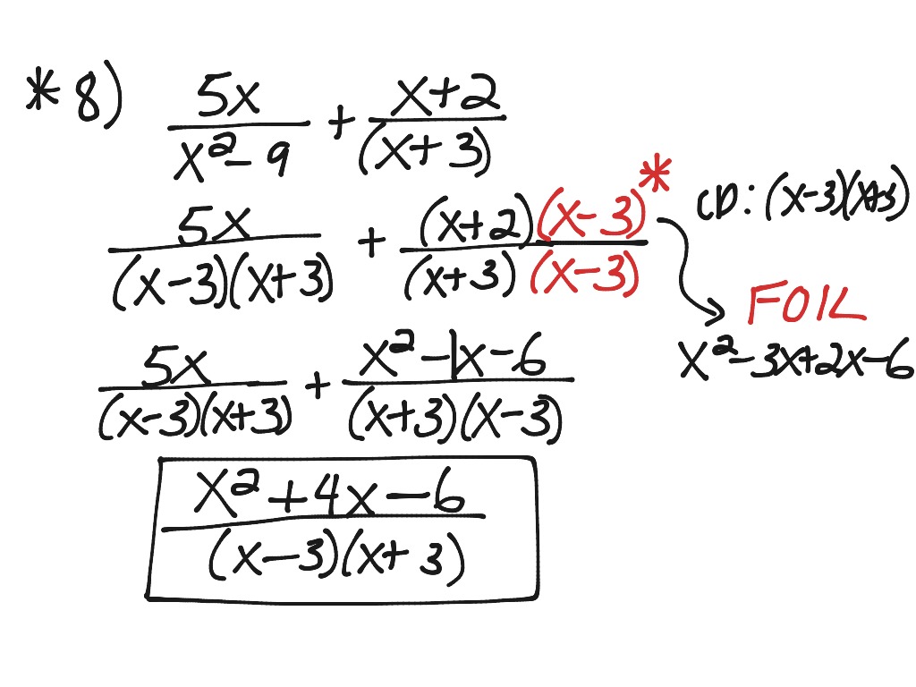 Add Subtract Rational Expressions Math Algebra 2 ShowMe