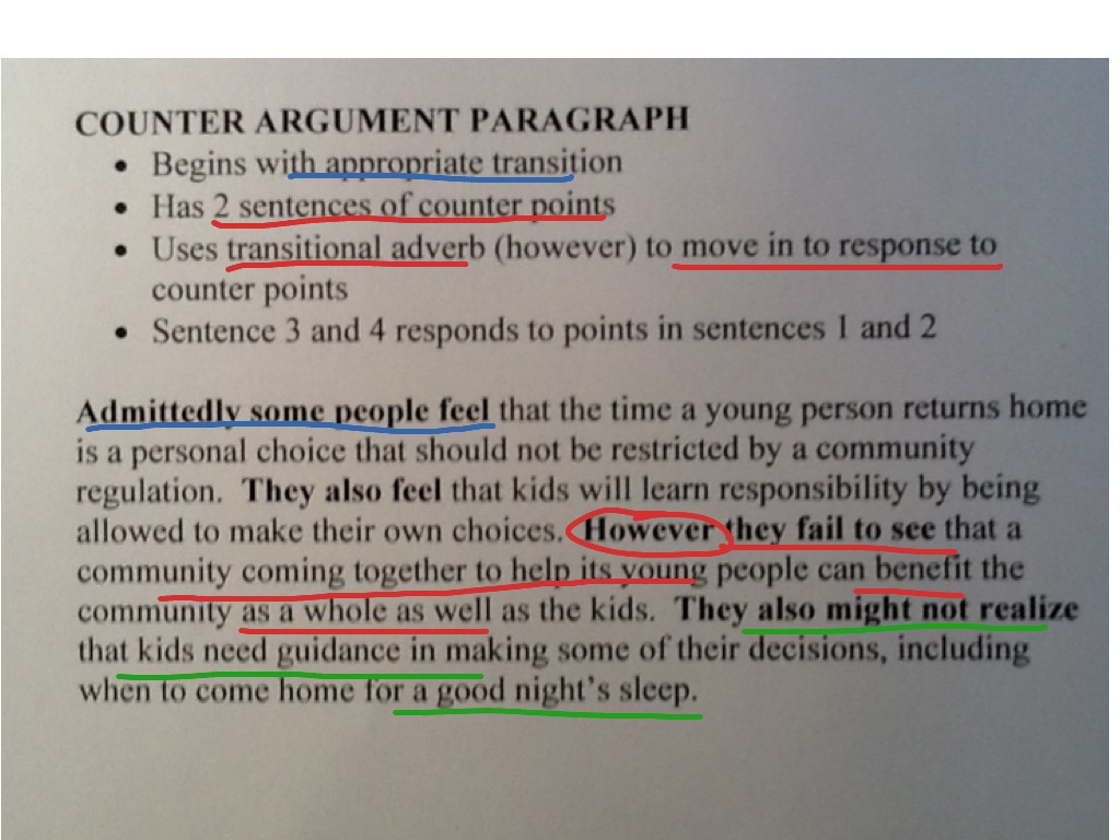 ACT How To Write A Counter Argument Paragraph English ShowMe