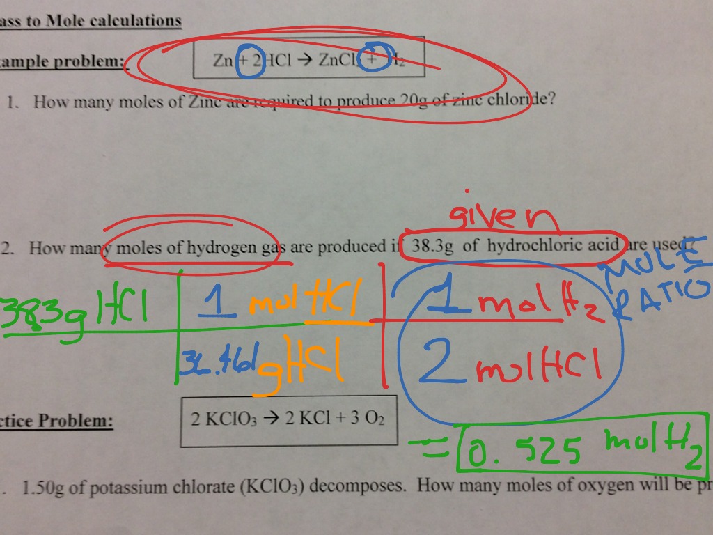 Stoichiometry Day 1 Example Problems Science Chemistry Chemical