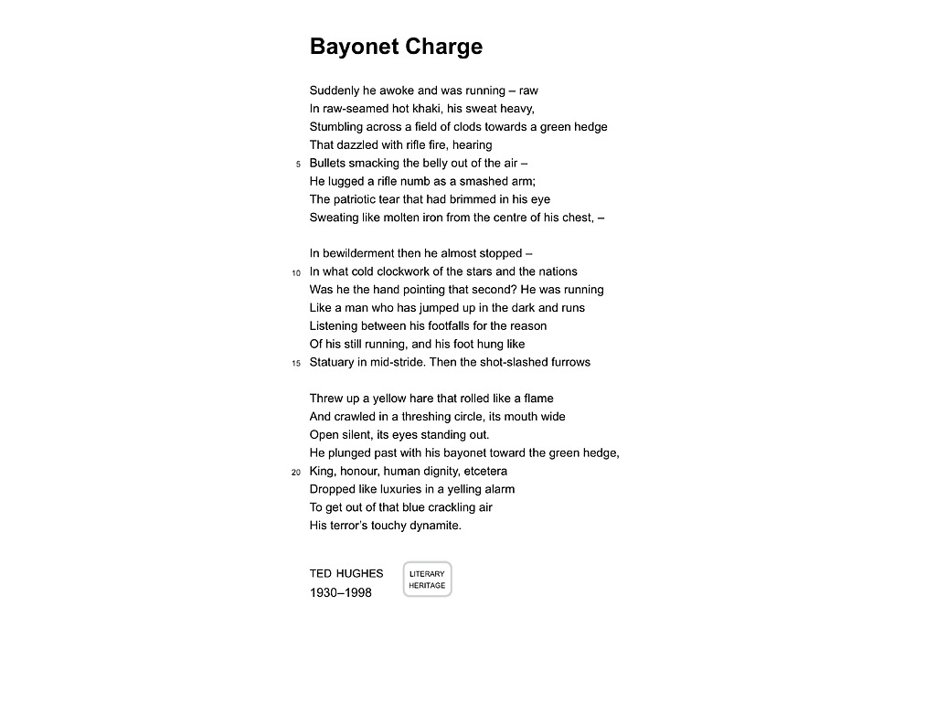 GCSE poem analysis: Bayonet Charge by Ted Hughes