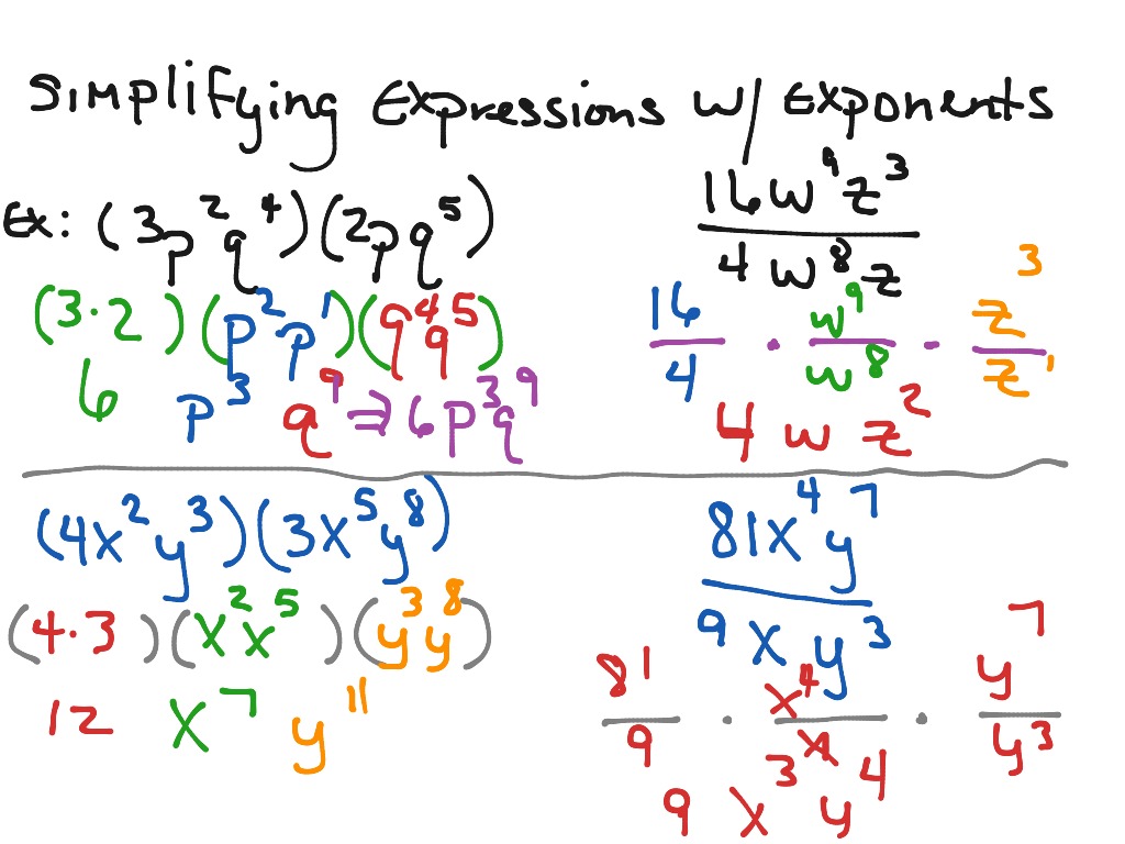 ShowMe - Simplifying expressions with exponents 6th grade