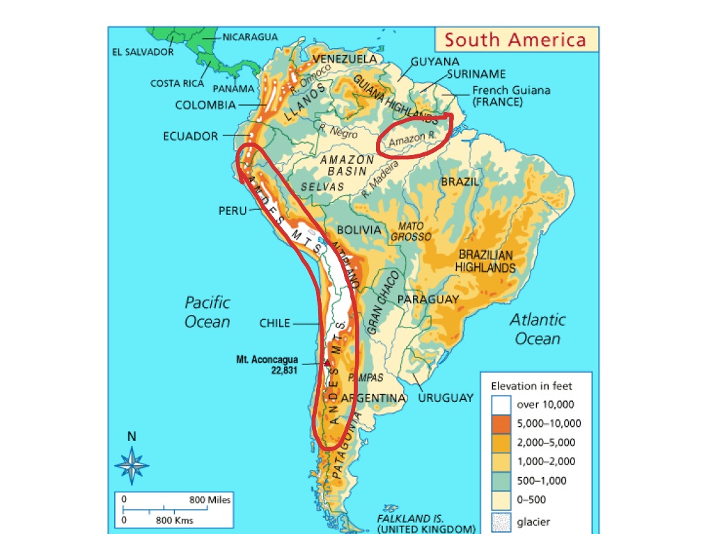 South America Landforms Map