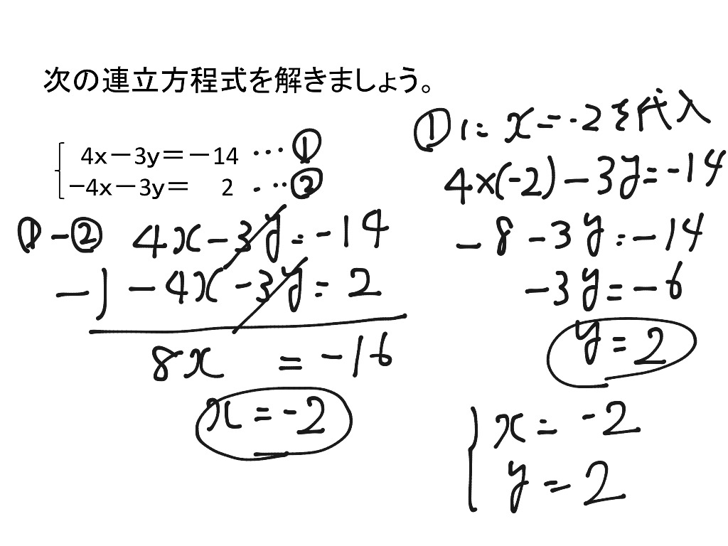 連立方程式 Yを消す Math Algebra Solving Equations 7th Grade Math Showme