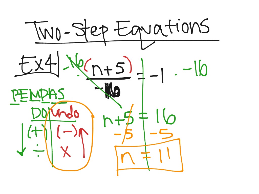 Two-Step Equations (Ex4) | Math, Algebra, solving-equations, 8th Grade