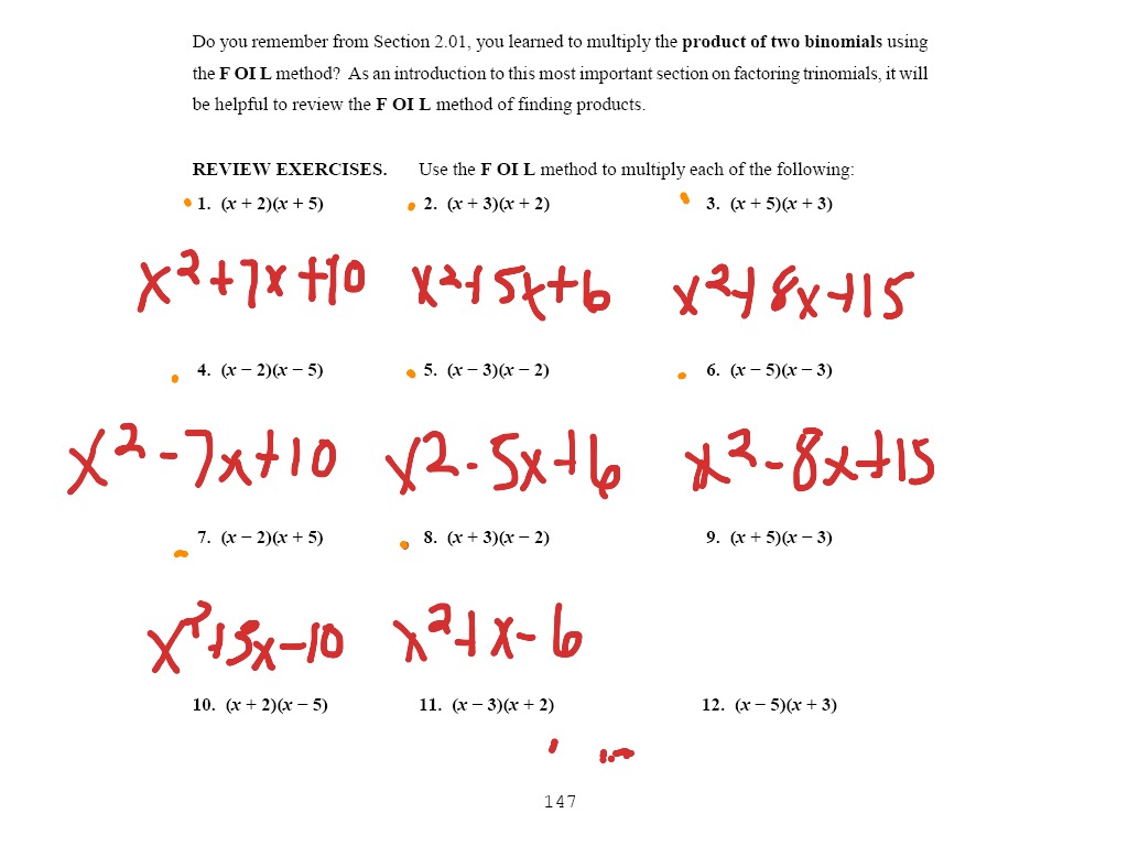 FOIL Worksheet Math Algebra ShowMe