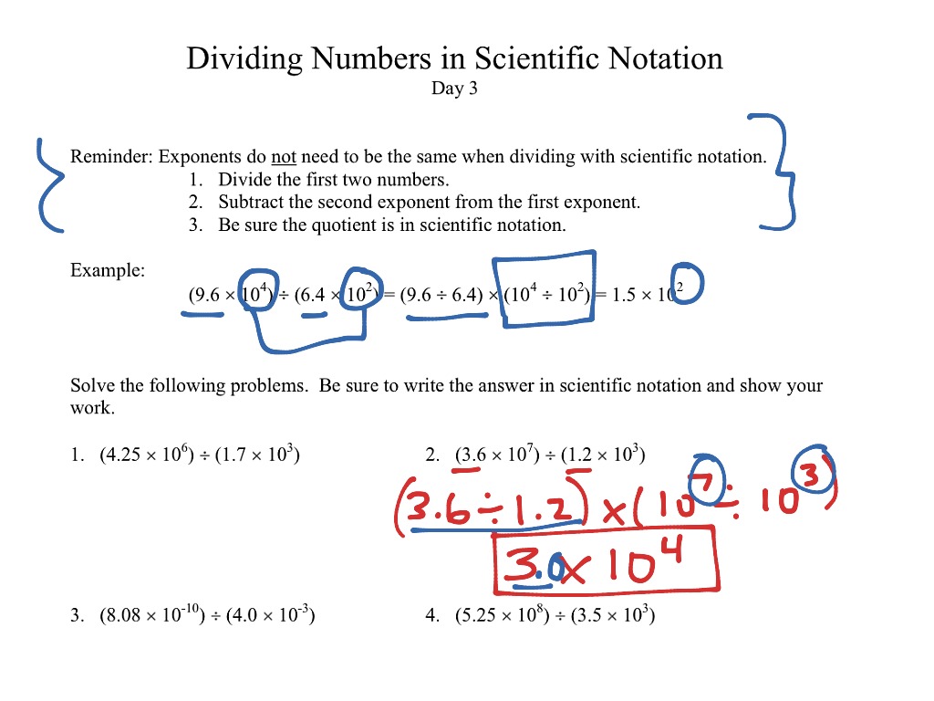 Multiplying and dividing numbers in scientific notation  Math Inside Scientific Notation Word Problems Worksheet