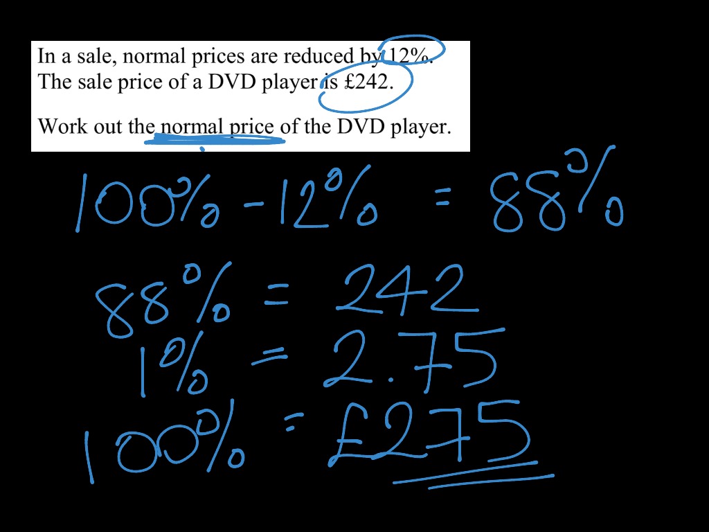 How To Do Reverse Percentage Problems