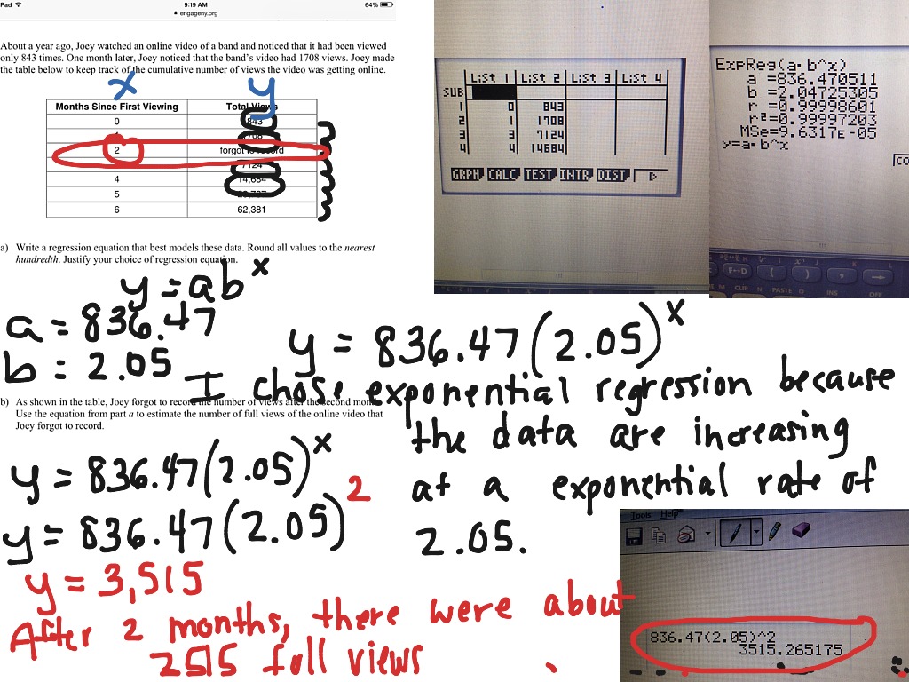 Exponential Regression Equation  Math  ShowMe