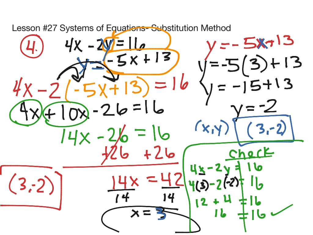 Lesson #27 Substitution Method | Math, Algebra, solving-equations | ShowMe