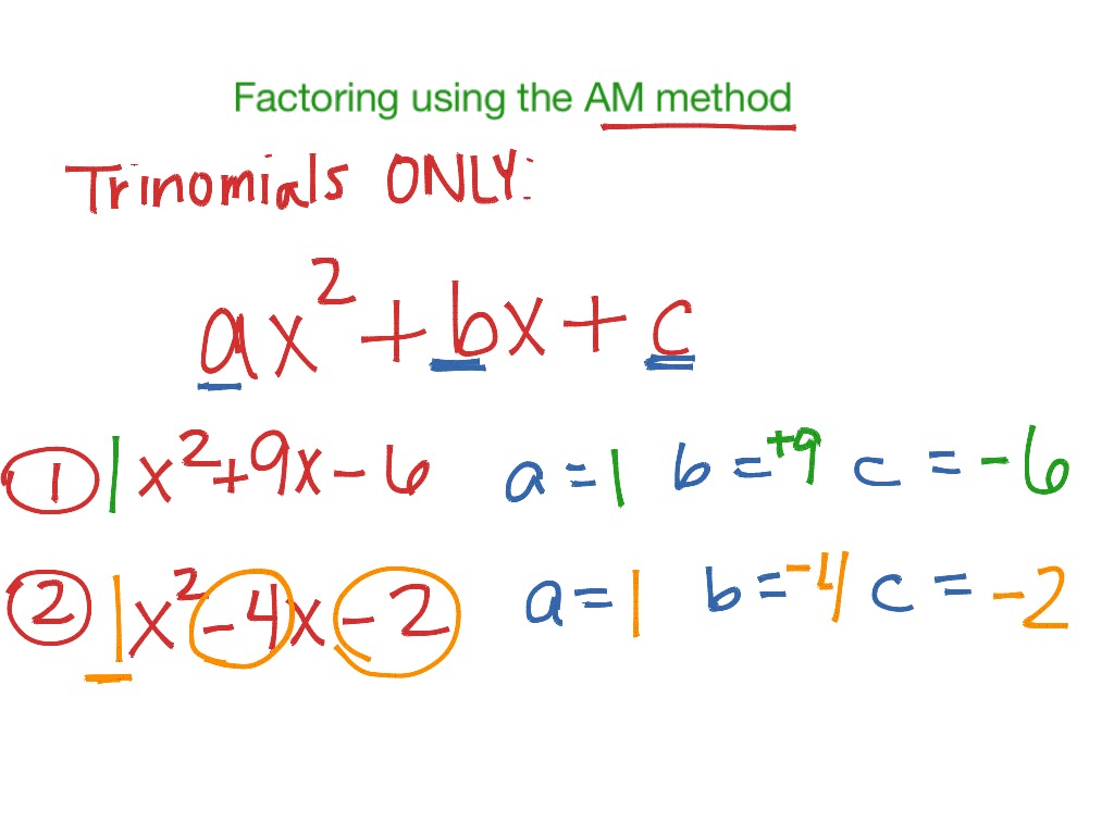 Factoring Using The Am Method Lesson 50 51 Math Algebra Showme