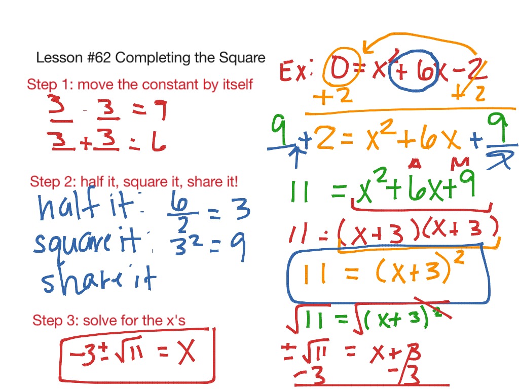 Lesson #62 Completing the Square | Math, Algebra | ShowMe