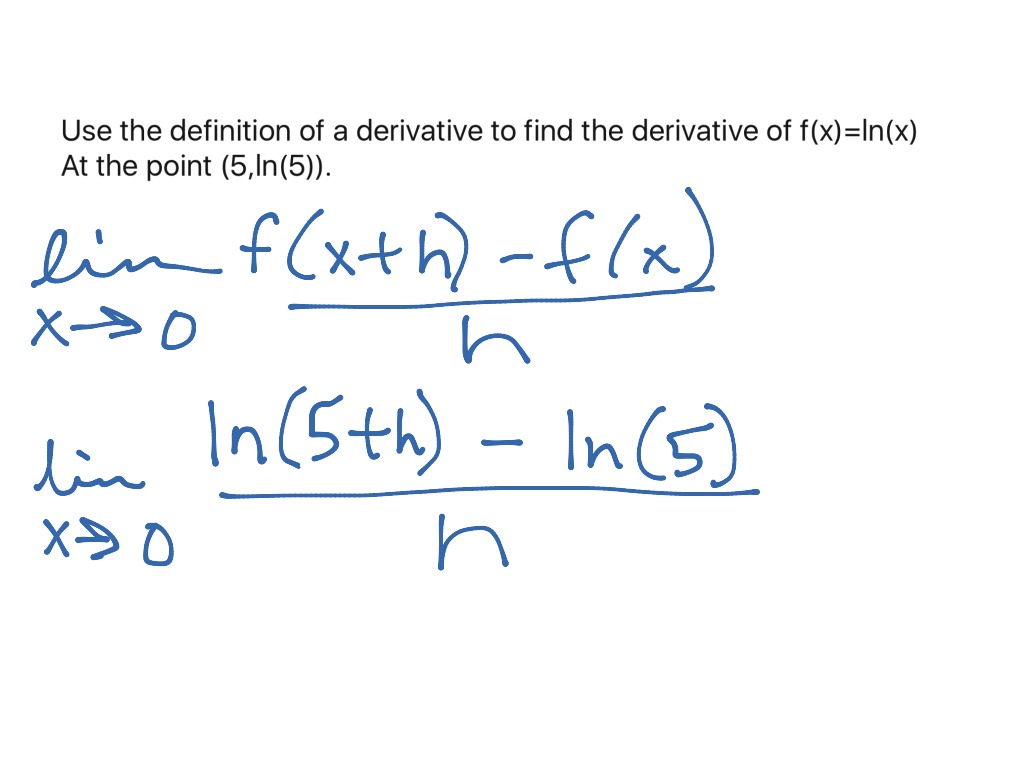 Limit definition of a derivative for ln(x) | Math, Calculus | ShowMe