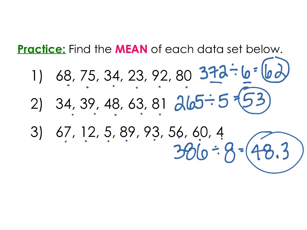 Mean | Math | ShowMe