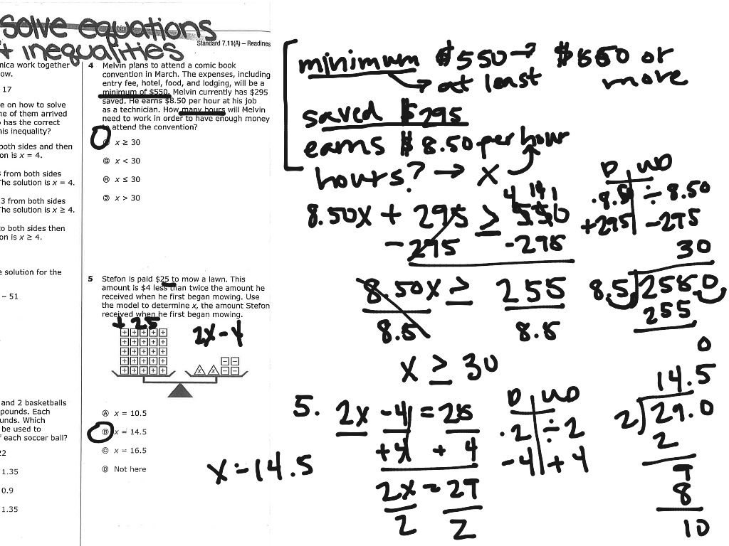 STAAR Review Solving Equations & Inequalities Math ShowMe