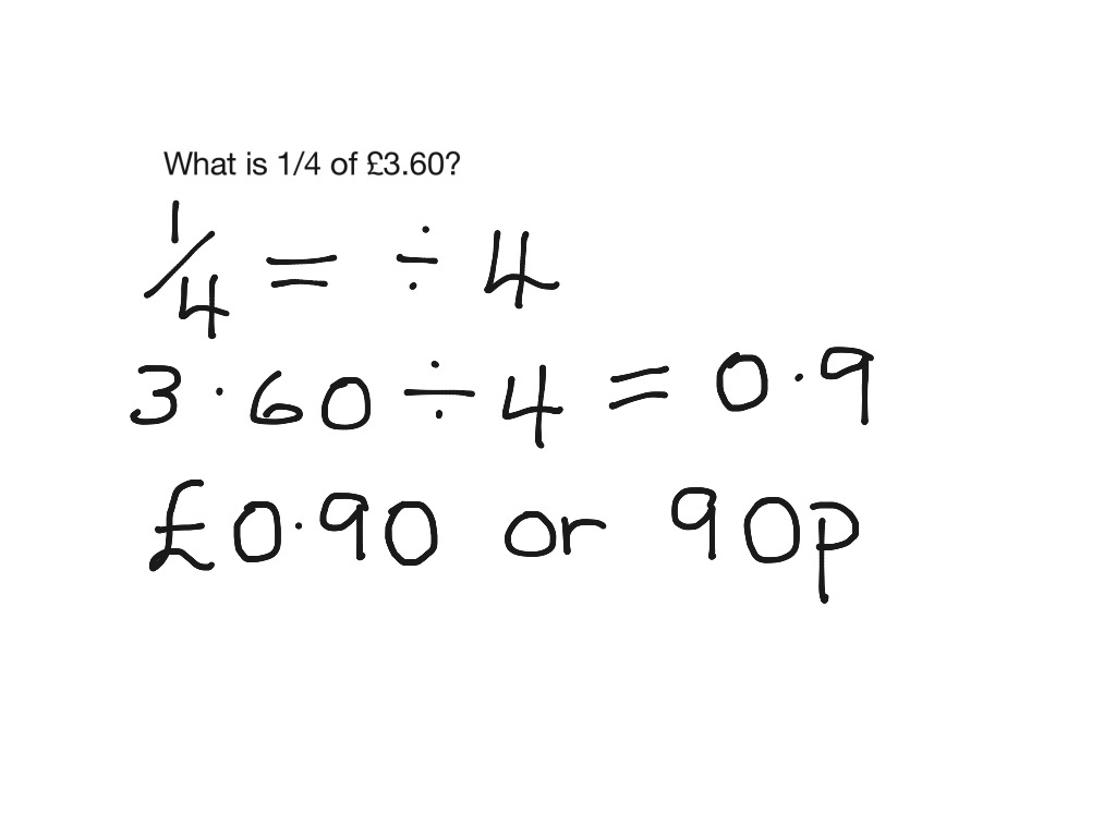 what-is-one-quarter-of-3-60-math-arithmetic-fractions-showme