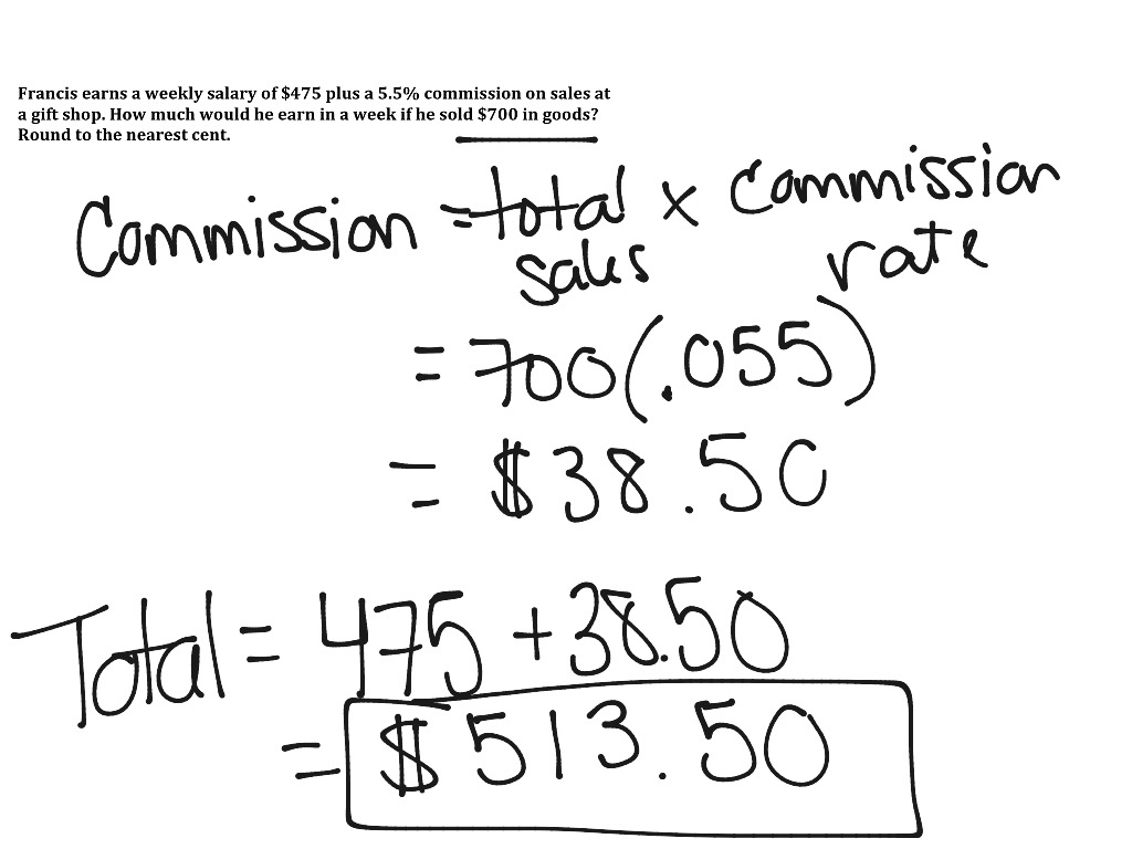 Commission Problems Math Common Core Math 7th Grade Math 7 RP 3 ShowMe