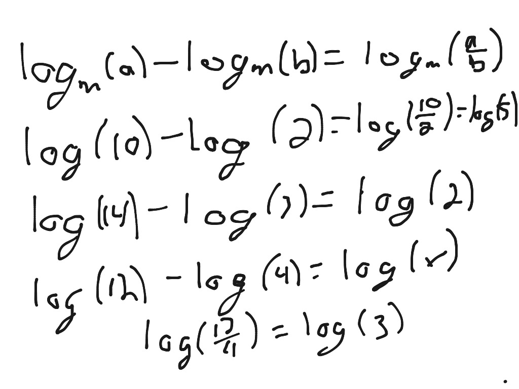 Product and quotient property of logs | Math | ShowMe