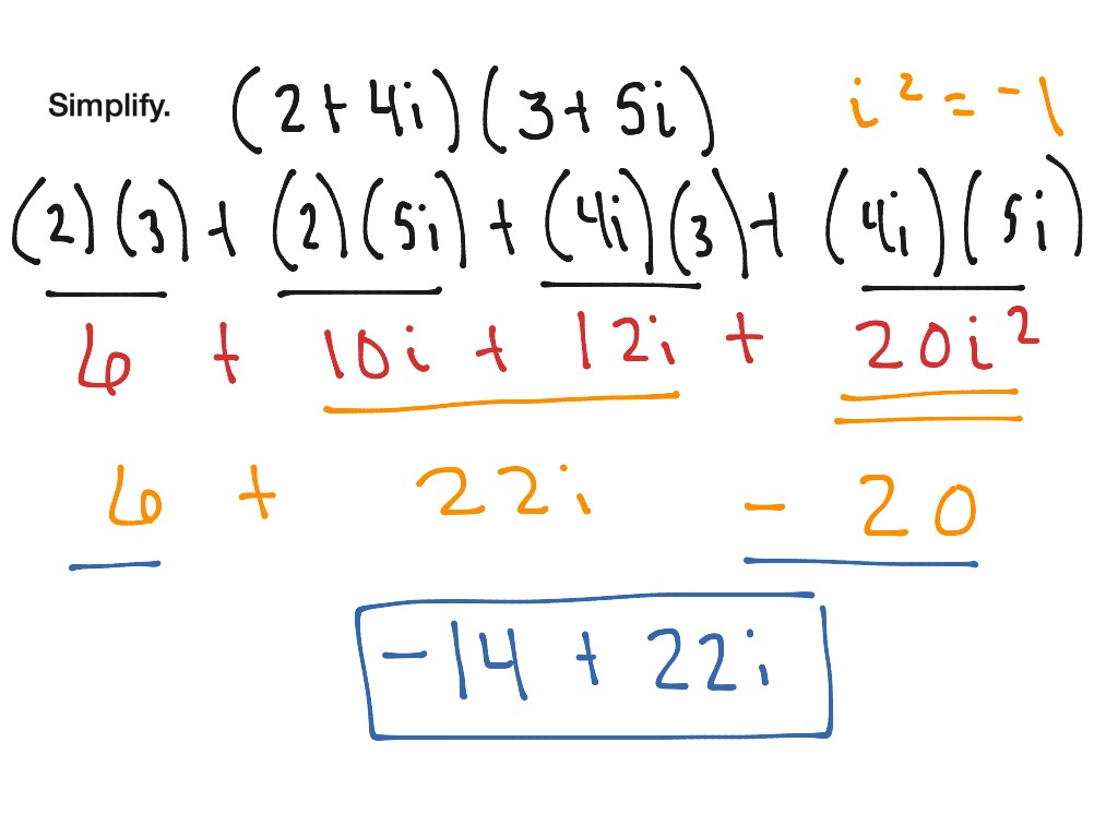 Multiply Complex Numbers Math Algebra 2 ShowMe