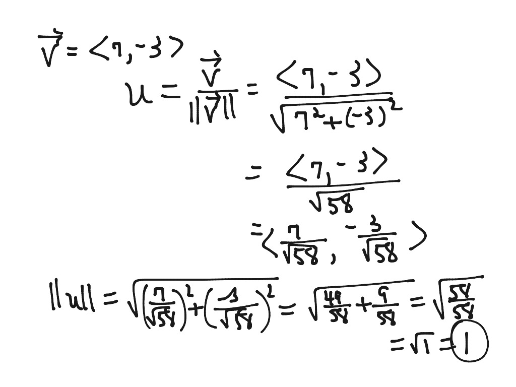 Unit Vector Math Precalculus Showme 