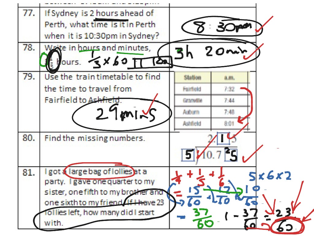 year 7 homework sheets