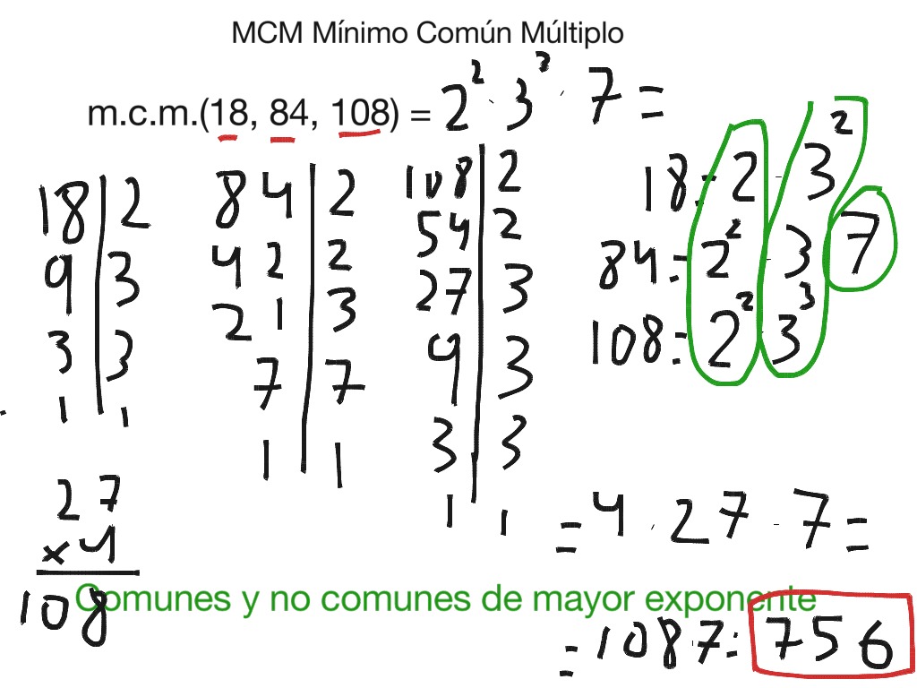 MCM Mínimo Común Múltiplo de tres números | Math, Arithmetic | ShowMe