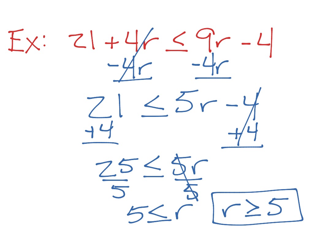 Solving Inequalities With A Variable On Both Sides | Math | ShowMe