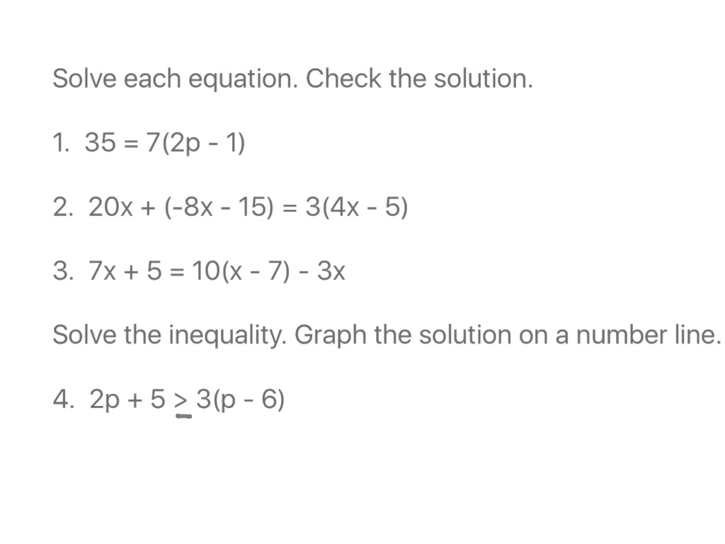 PA solve multi step equ/inequ | Math | ShowMe