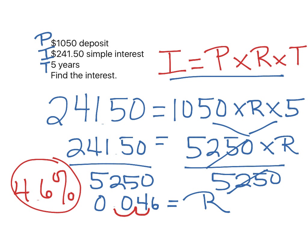 Simple Interest Formula Math Showme