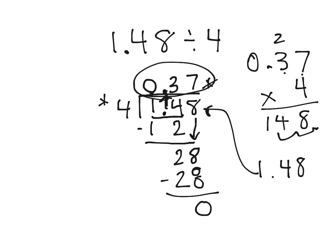Decimal by one digit whole number division math showme
