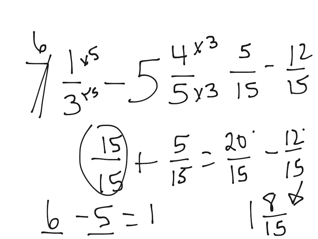 5.4-Subtracting Fractions And Mixed Numbers | Math, Elementary Math ...