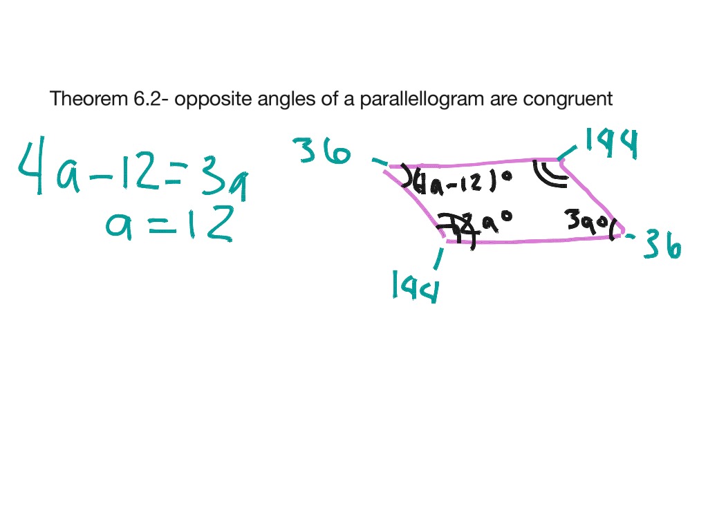 Theorem 6.2 Example | Math, geometry, quadrilaterals, Parallelograms ...