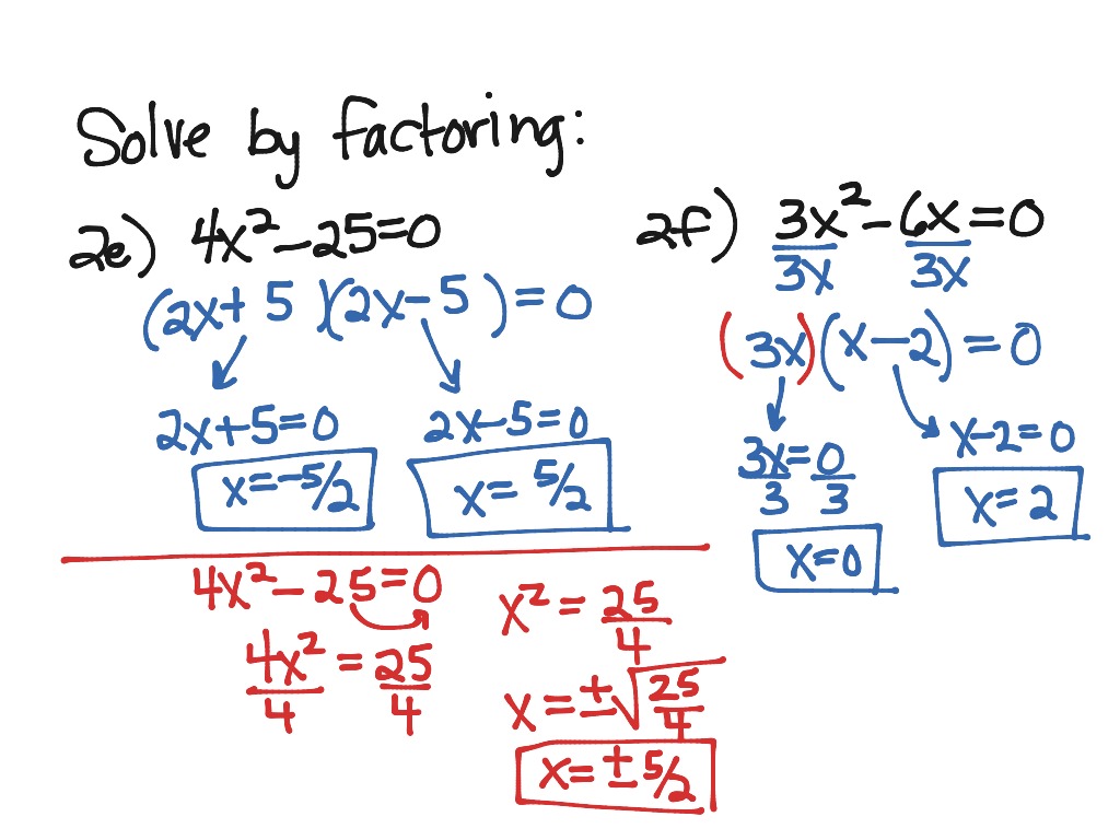 solving quadratic equations by factoring answers