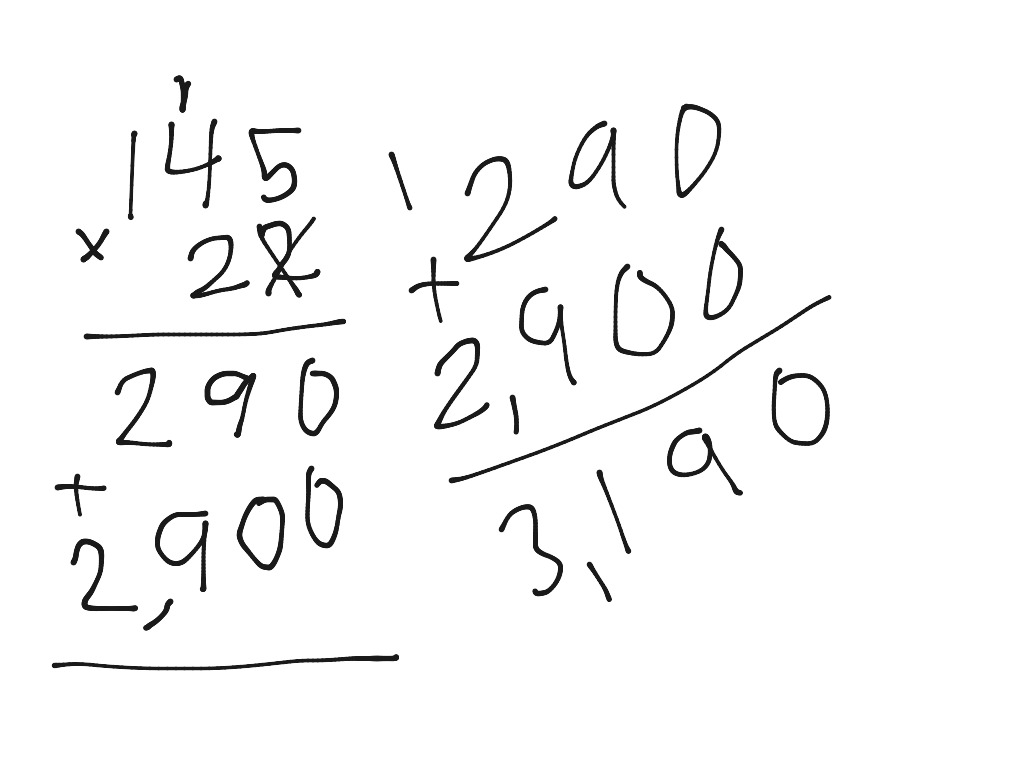 145 x 22 | Math, Elementary Math, math 4th grade | ShowMe