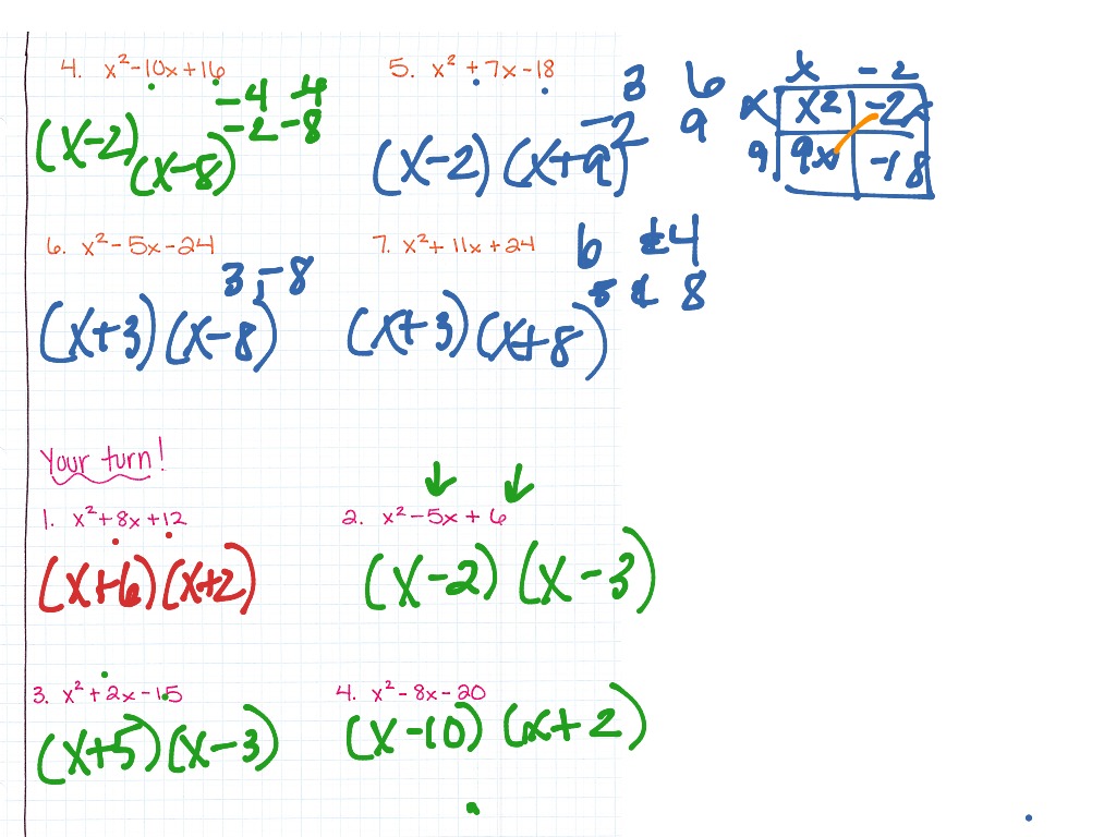 Factoring Trinomials A 1 Math Algebra Showme