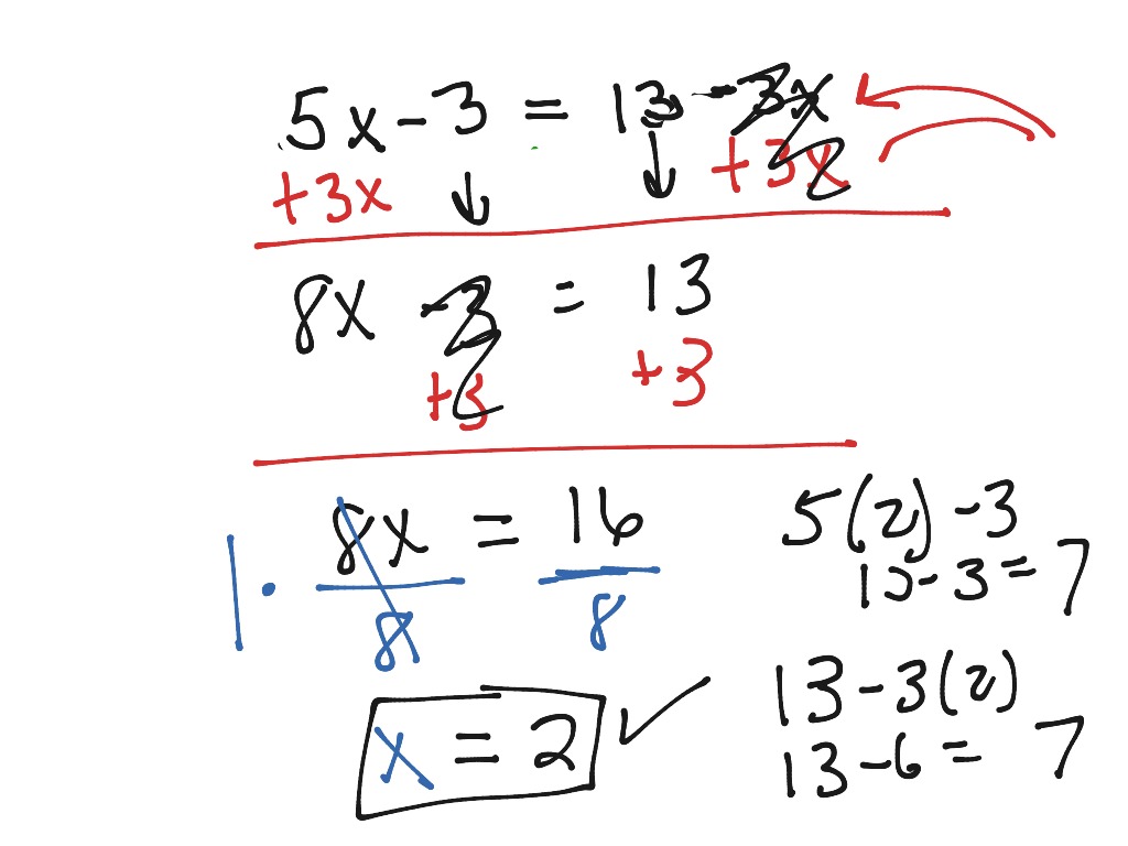 Variables on both sides 1 | Math | ShowMe