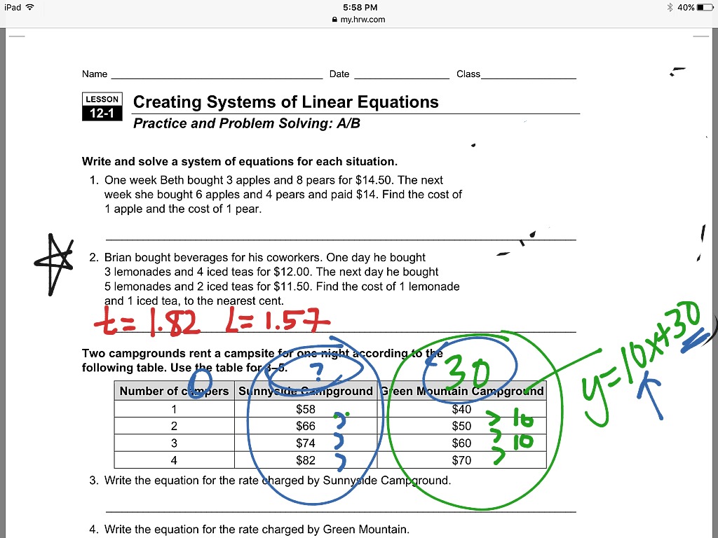 Worksheet 12-1 | Math | ShowMe