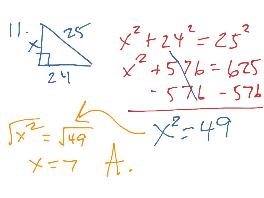 Pythagorean Theorem Practice Answers Review | Math | ShowMe