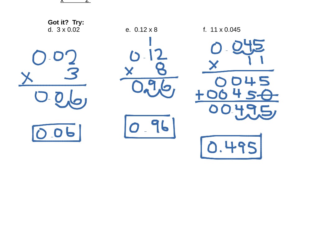 Multiplying Whole Numbers By Decimals Mr J