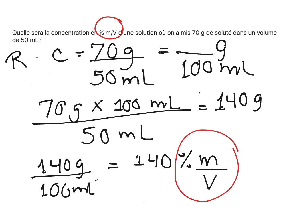 Calcul de concentration %m/V | Science, Chemistry | ShowMe