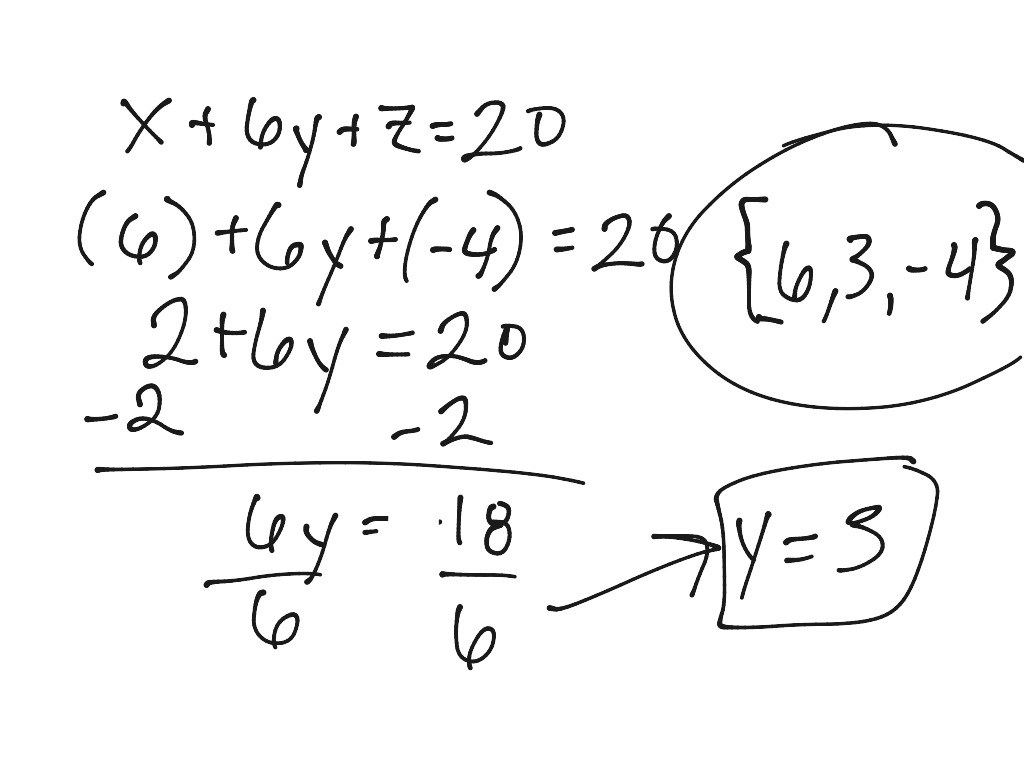 Three variable equations by Violett | Math | ShowMe