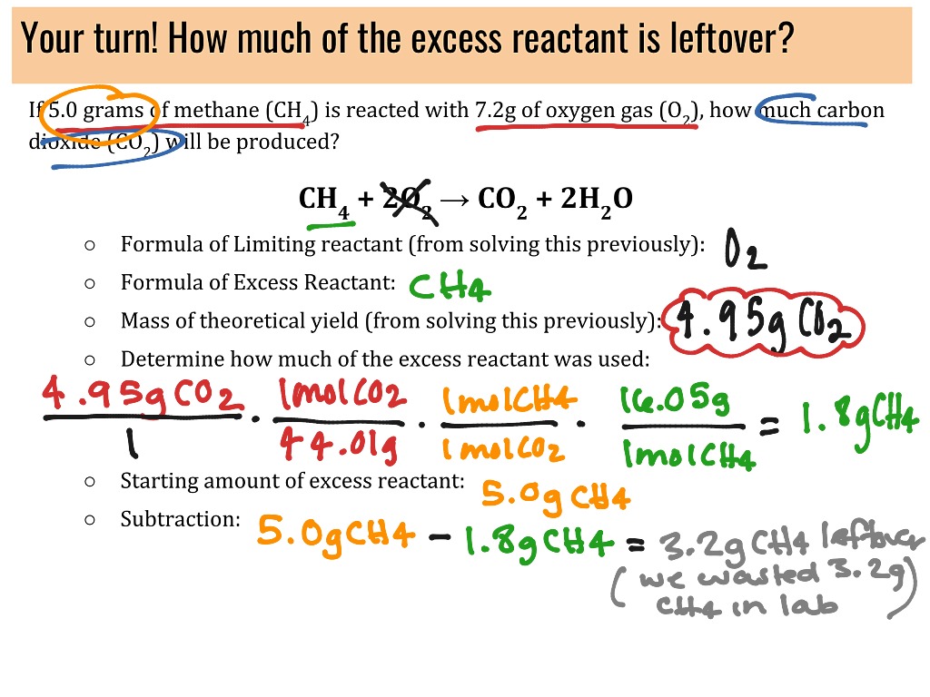 determining-amount-of-excess-reactant-leftover-science-chemistry-showme