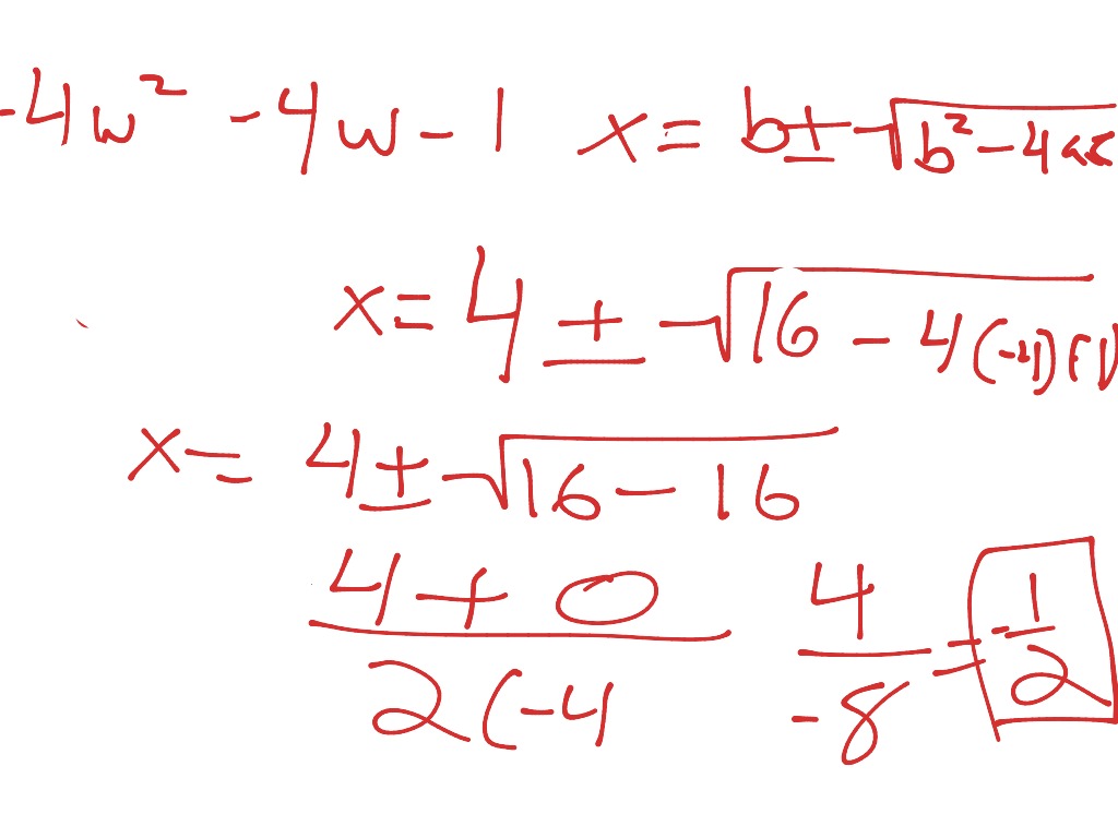 Solving using the quadratic formula | Math | ShowMe