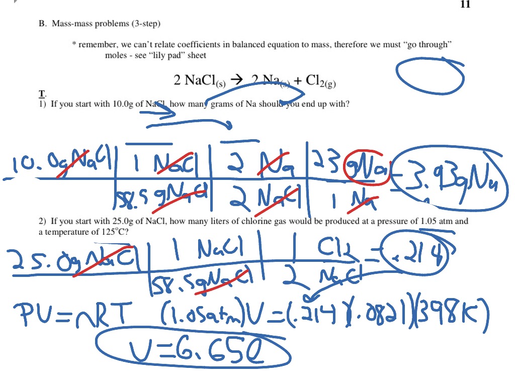 7.11a - Equation Stoichiometry; Mass-mass | Science, Chemistry ...