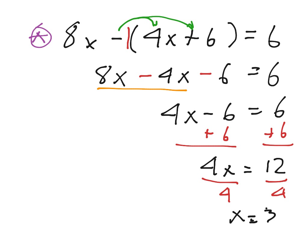 Ch 2.3 #7 negative in front of parentheses | Math, Algebra, solving ...