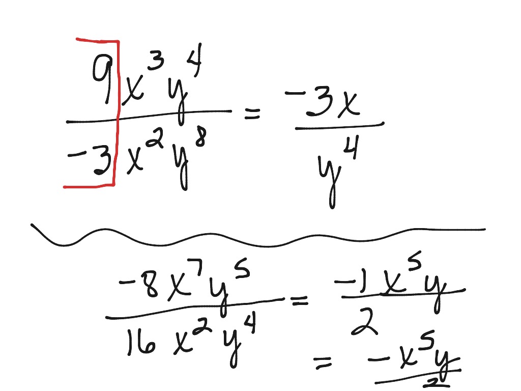 Dividing monomials | Math, Algebra, Simplifying Expressions | ShowMe