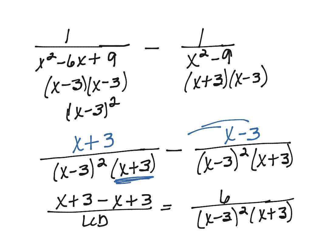 More adding/subtracting algebraic fractions | Math, Algebra | ShowMe