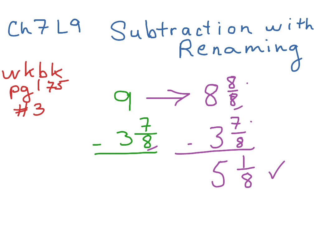 worksheet Subtracting Mixed Numbers showme renaming and subtracting mixed numbers most viewed thumbnail ch7 l9 subtraction of with renaming