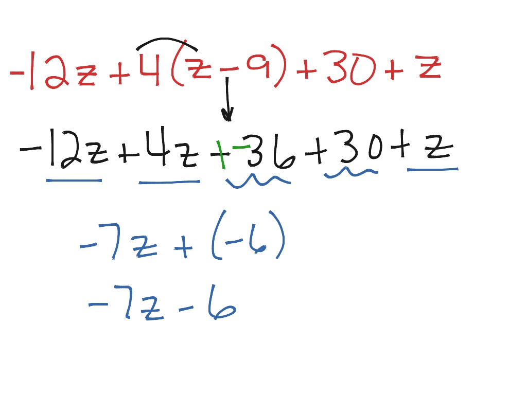 Simplify Algebraic Expressions 