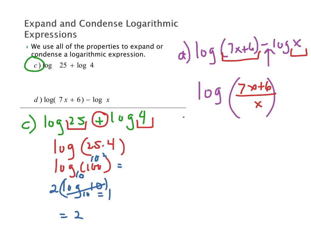 rules of logarithms to condense