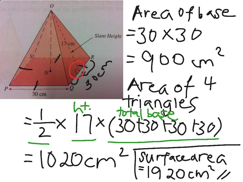 Area of pyramid | Math | ShowMe Volume Of A Triangular Pyramid Formula